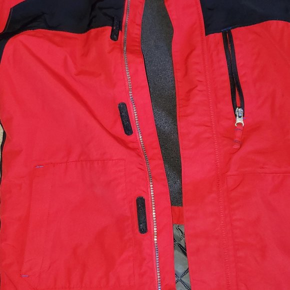 Lands End boys squall fleece lined winter jacket size L 14-16 Red/Black - Picture 2 of 6